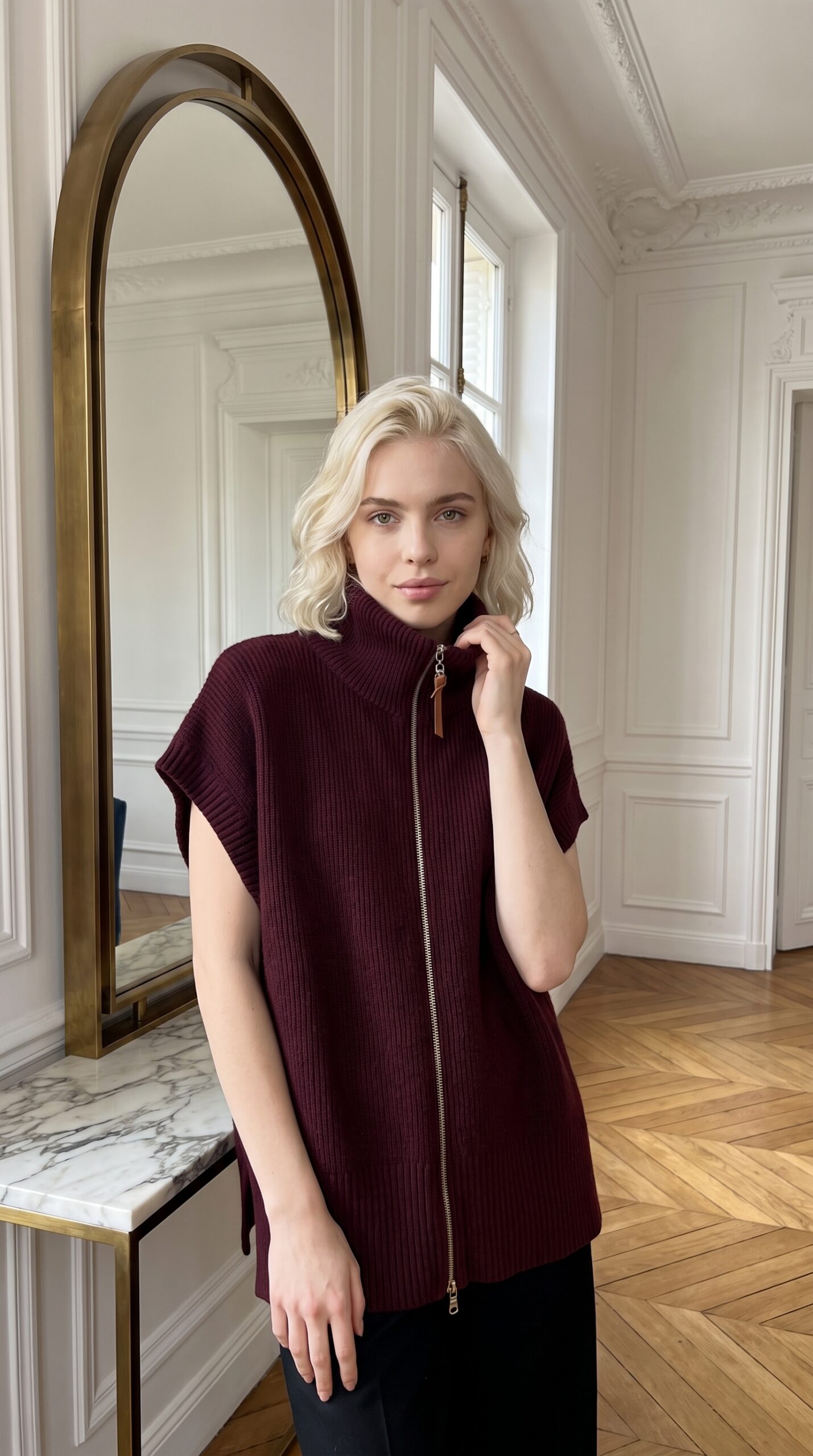 Hermès Mood pletená vesta – Burgundy – Obrázok 2