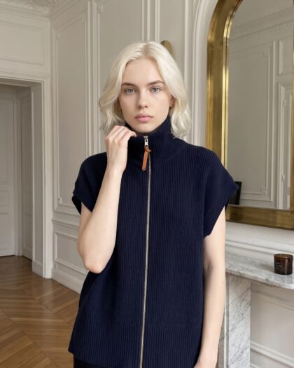 Hermès Mood pletená vesta – Navy Blue