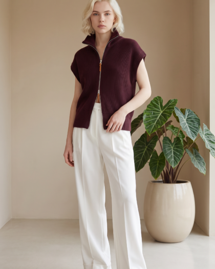 Hermès Mood pletená vesta – Burgundy