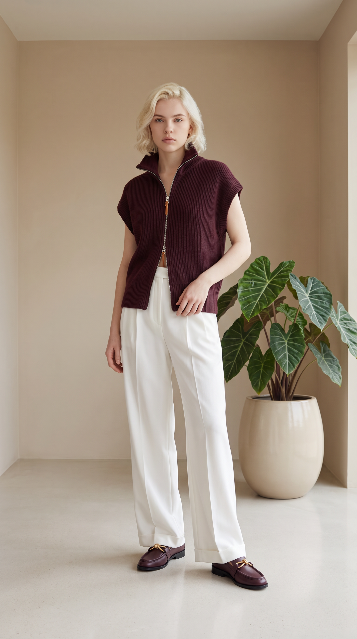 Hermès Mood pletená vesta – Burgundy